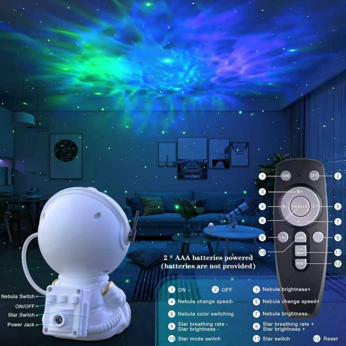 Astronaut Galaxy Light Aurora Projector with Remote for Bedroom Nebula Lamp