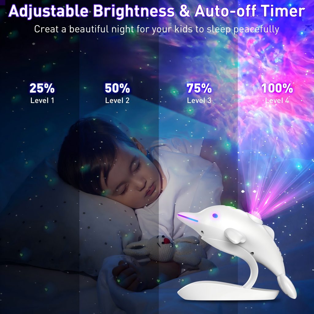 Dolphin LED Galaxy Star Projector, Night Light for Bedroom