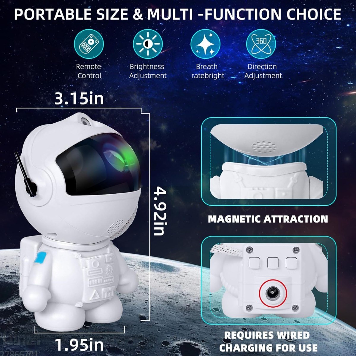 Astronaut Galaxy Star Projector Night Light