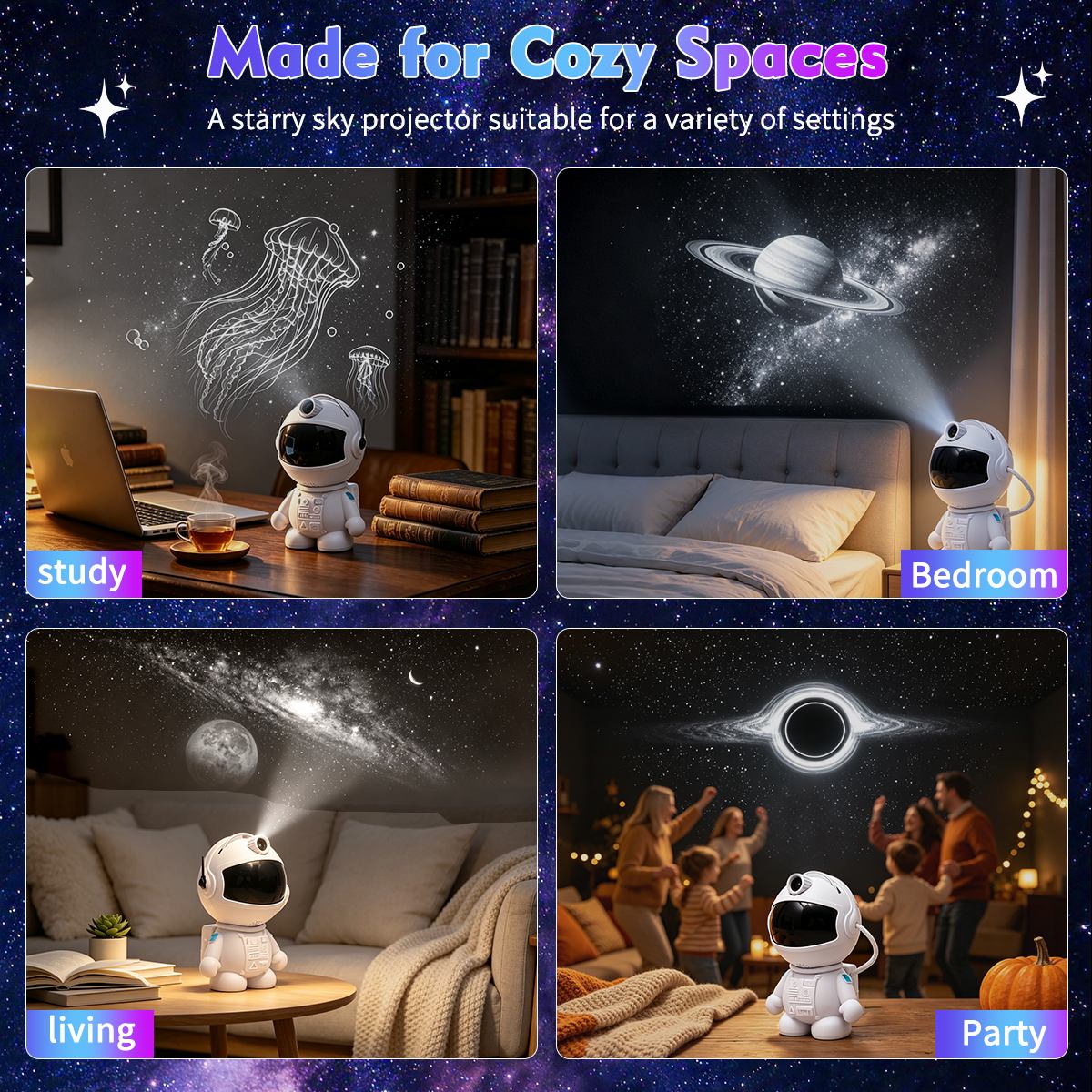 Astronaut Galaxy Star Projector Night Light