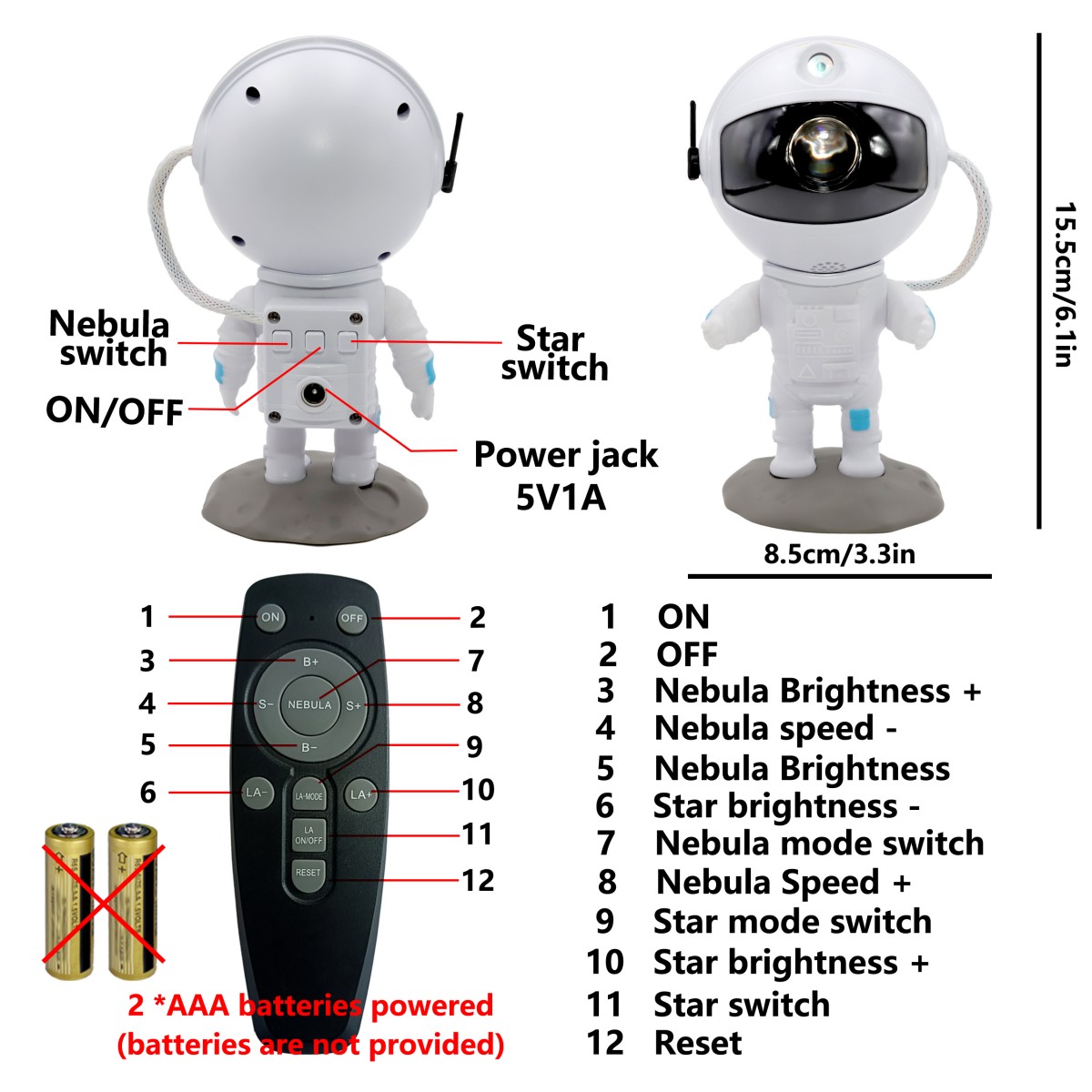 Astronaut Galaxy Star Projector Lamp