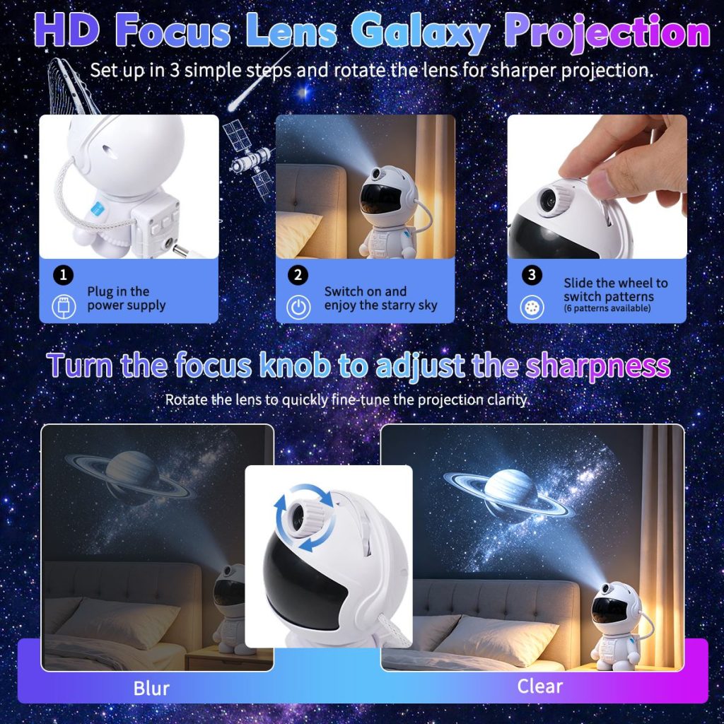 Astronaut Galaxy Star Projector Night Light