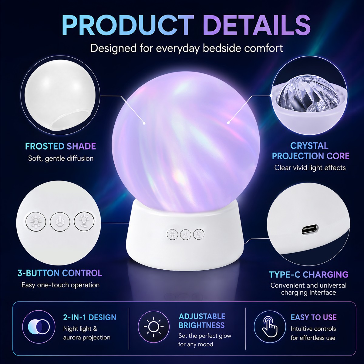 Northern Lights 2-in-1 Projector Lamp Night Light