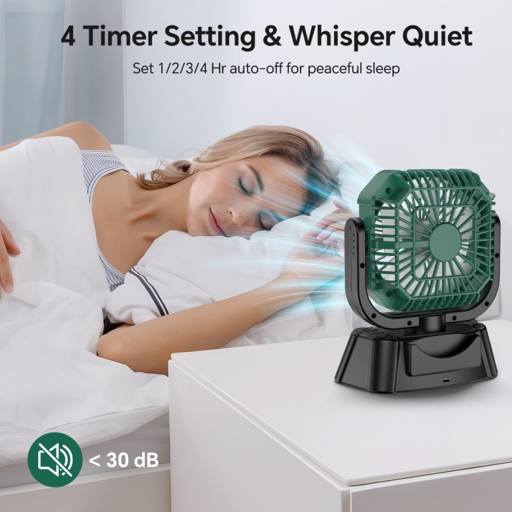 Portable 10000mAh Camping Fan with & LED Light