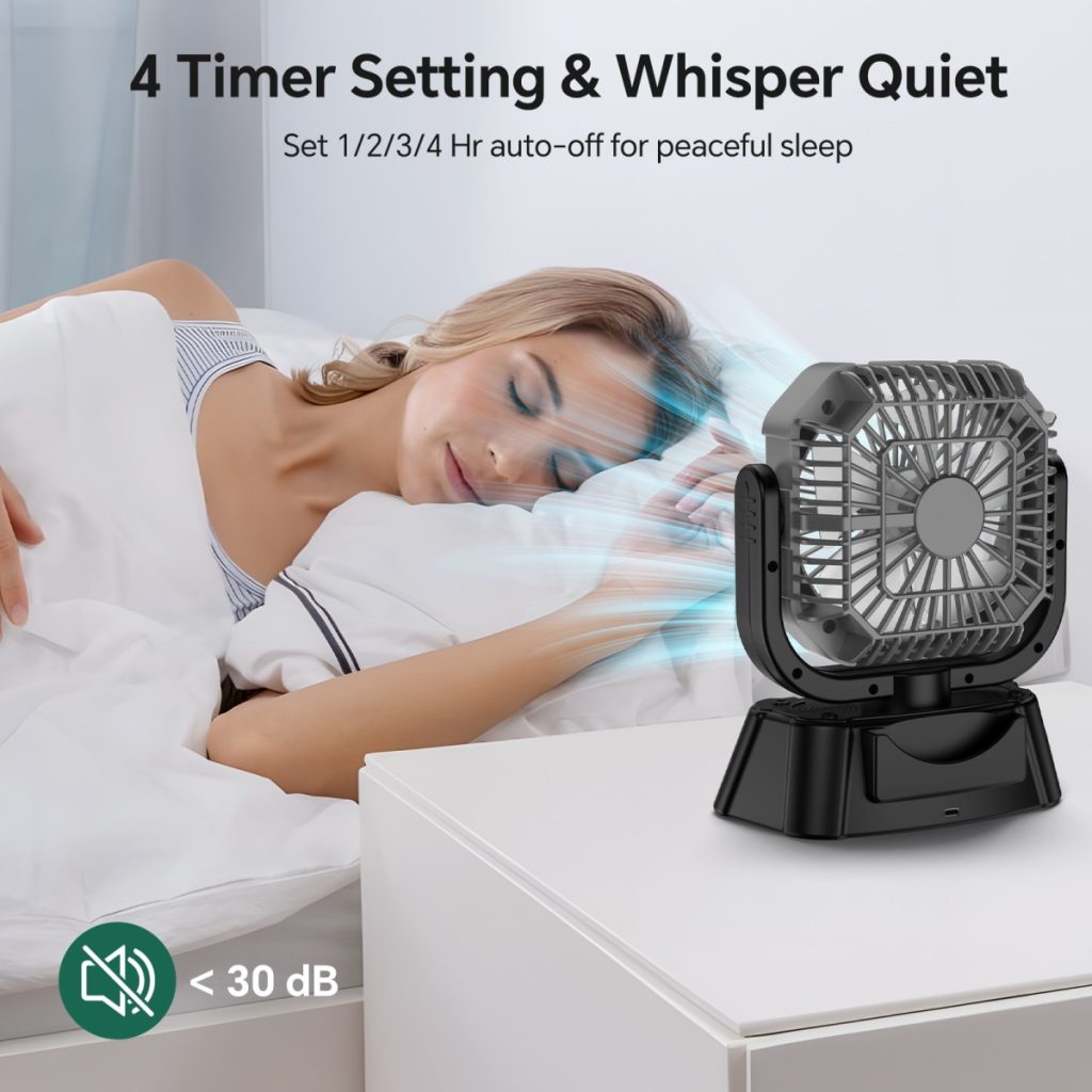 Portable 10000mAh Camping Fan with & LED Light