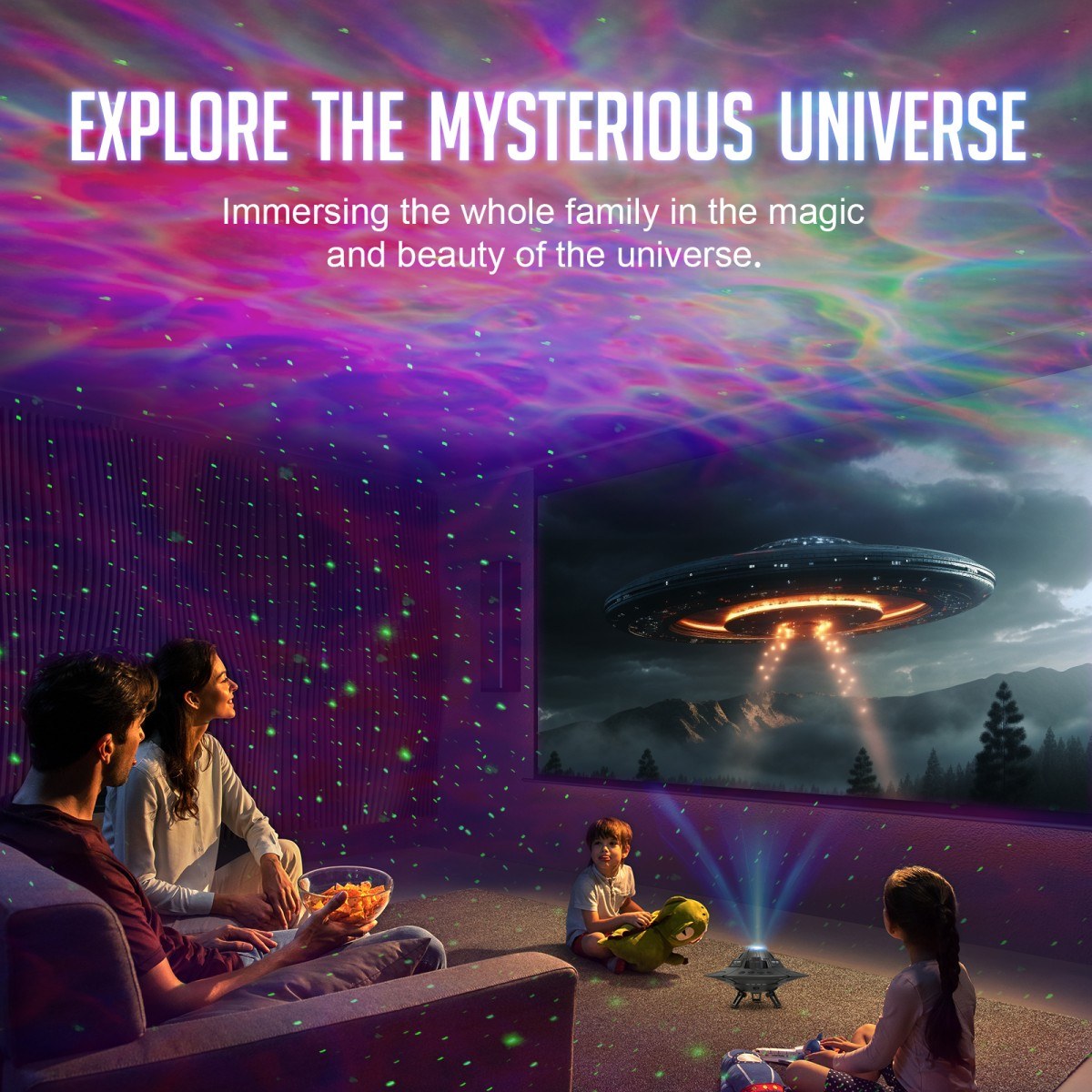 UFO Galaxy Star Projector LED Night Light for Bedroom & ホーム Party Decor