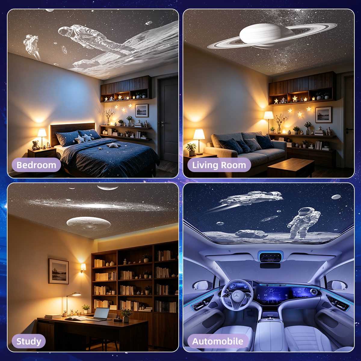 2-in-1 USB 銀河プロジェクター Night Light